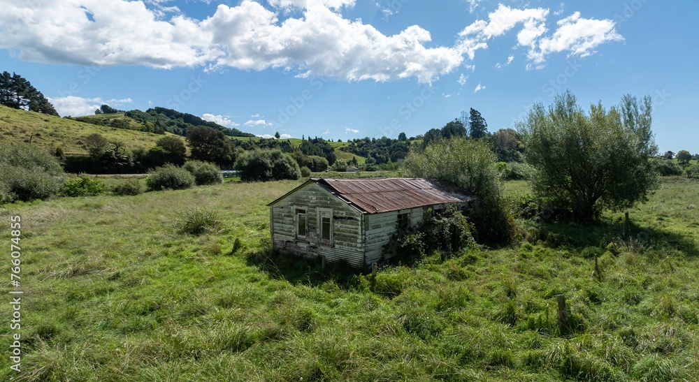 Abandoned farm shed. Kutarere, Ōpōtiki, Bay of Plenty, New Zealand.