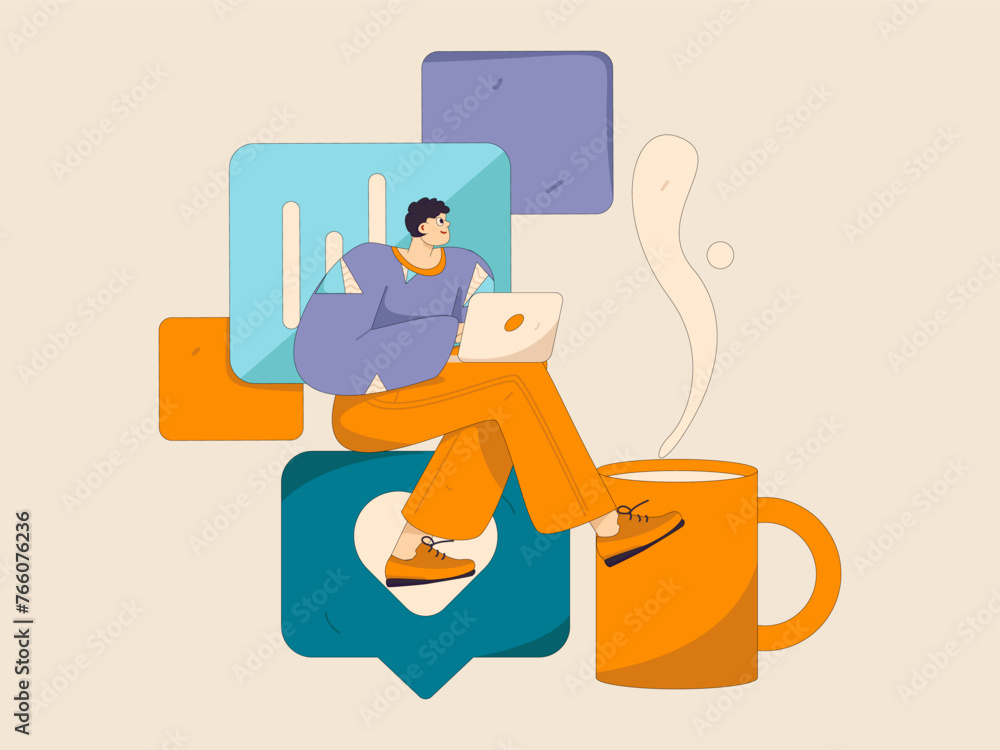 Communicate with consultants flat vector character concept operation hand drawn illustration
