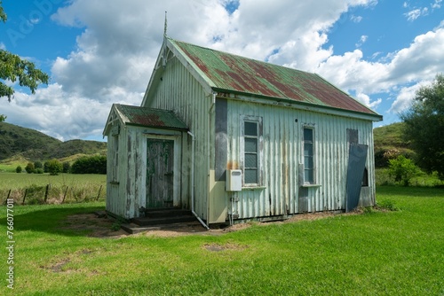 Abandoned colonial church in Kutarere, Bay of Plenty, New Zealand.