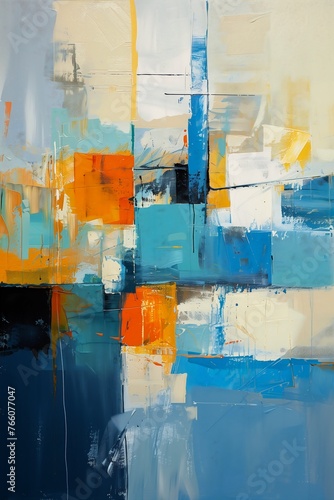 Wallpaper Mural city clock pole abstract design blue soft orange cyan highlights structure blocks ecstatic expression interconnections Torontodigital.ca