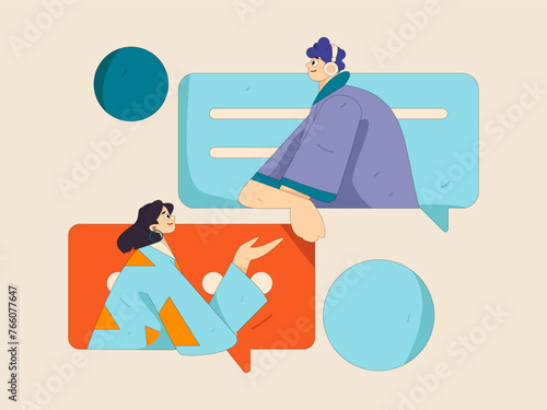 Communicate with consultants flat vector character concept operation hand drawn illustration 