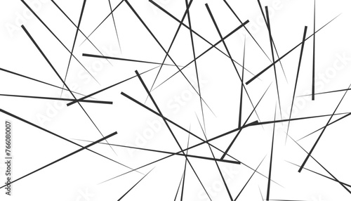 Random chaotic lines abstract geometric texture.. Modern, contemporary art-like illustration. Asymmetrical texture with random chaotic lines. Black and white. Abstract geometric pattern. Vector 