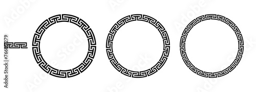 Greek circle frame, decorative Chinese border, vintage ornaments with seamless pattern vector illustration	