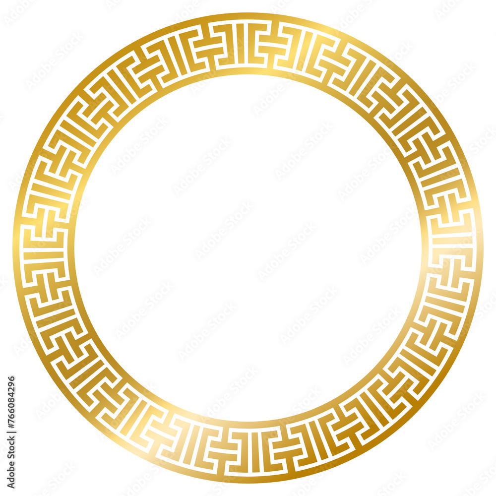 Greek Gold frame, circle frame with seamless vector illustration Greek Gold frame, circle frame with seamless vector illustration