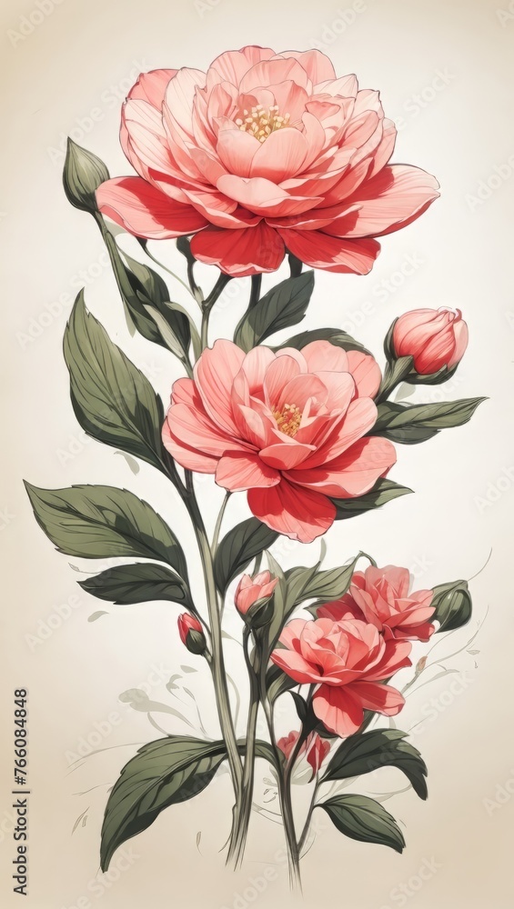 Rosy Reverie: Watercolor of a Rose Flower, Infusing Art with Delicacy, Romance, and the Timeless Beauty of Nature