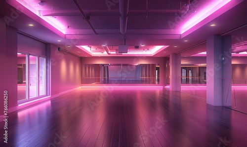 Modern architecture in a barren dancing studio adorned with opulent   spacious and space  Generative AI.