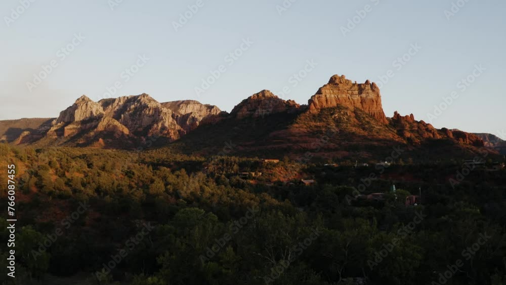 Drone shot of Snoopy Rock in Sedona, Arizona at sunset. Drone shot of Snoopy Rock in Sedona, Arizona at sunset.