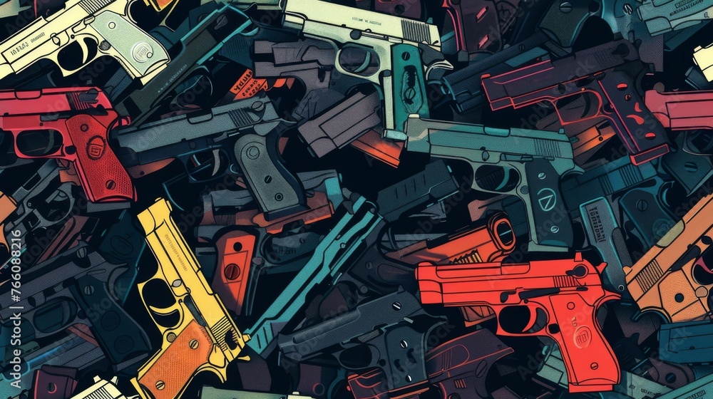 Assorted Colored Guns Stack