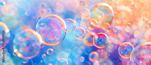 abstract art of floating bubbles in the air 