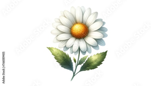 Watercolor daisy clipart with white petals and yellow centers  isolated on white background