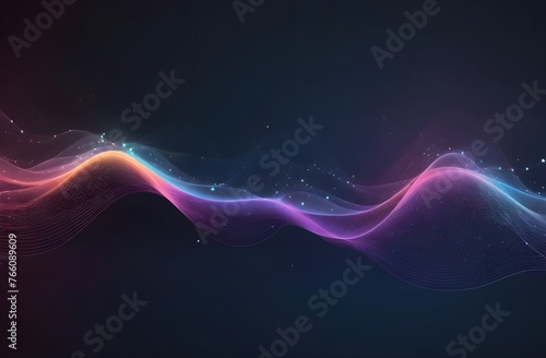 Abstract dot point connect with gradient line and aesthetic Intricate wave line design. big data connection technology concept for social network and business