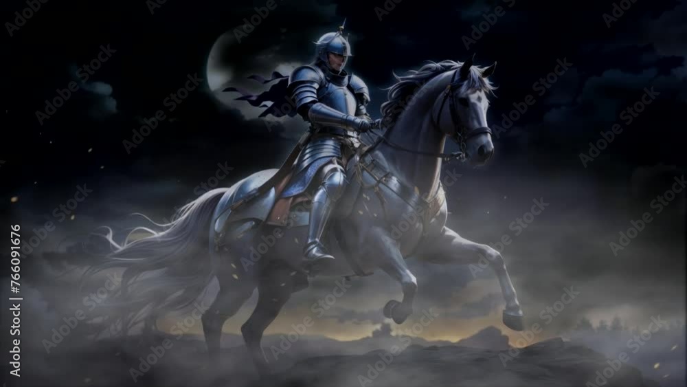 Animated Knight Riding Under Dark Stormy Skies: A Dramatic Tale Unfolds Animated Knight Riding Under Dark Stormy Skies: A Dramatic Tale Unfolds