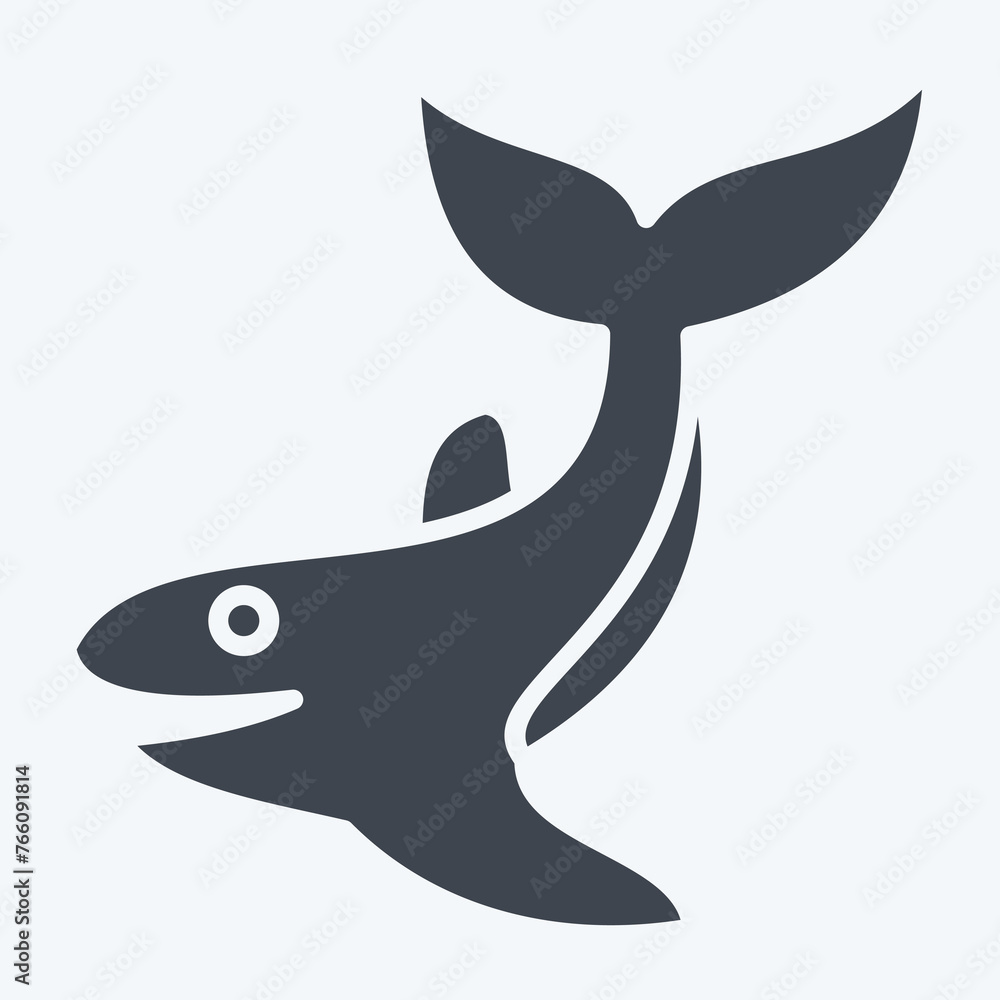 Icon Whale. related to Diving symbol. glyph style. simple design illustration Icon Whale. related to Diving symbol. glyph style. simple design illustration
