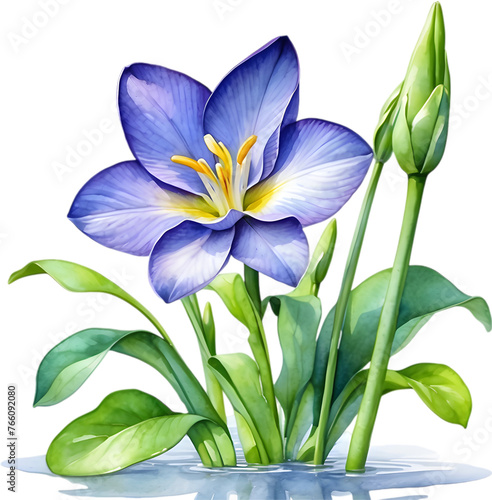 Watercolor painting of a Water Hyacinth flower. photo