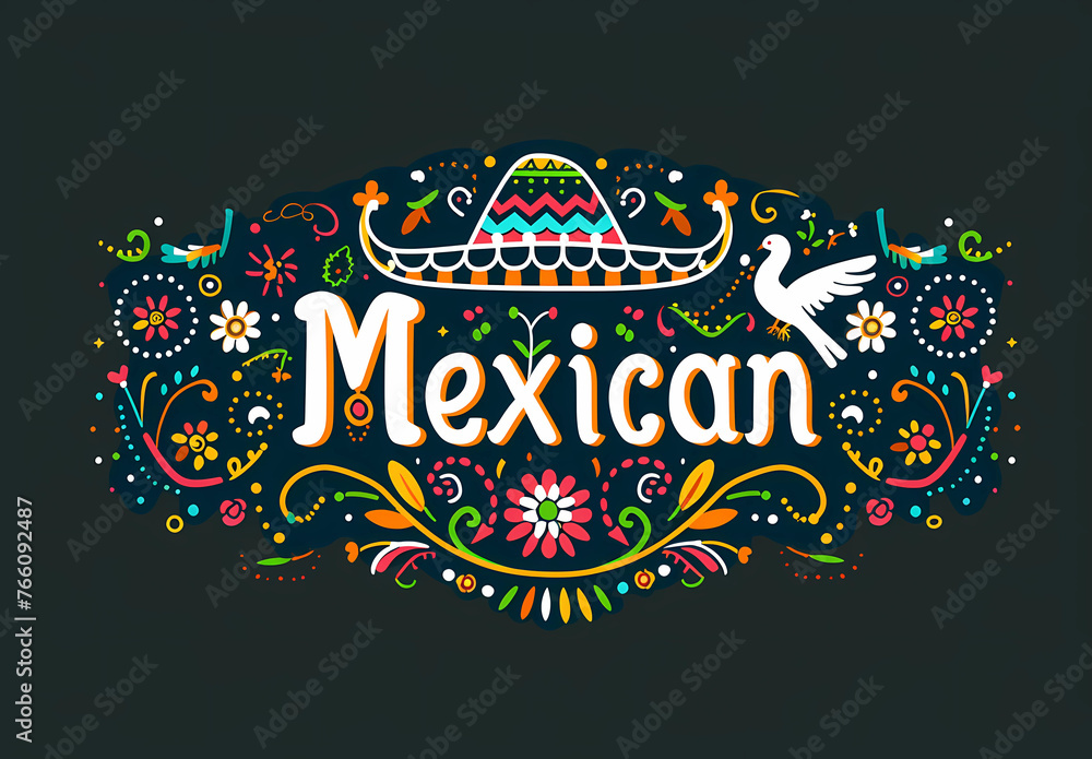 Mexico motifs such as fiesta flowers