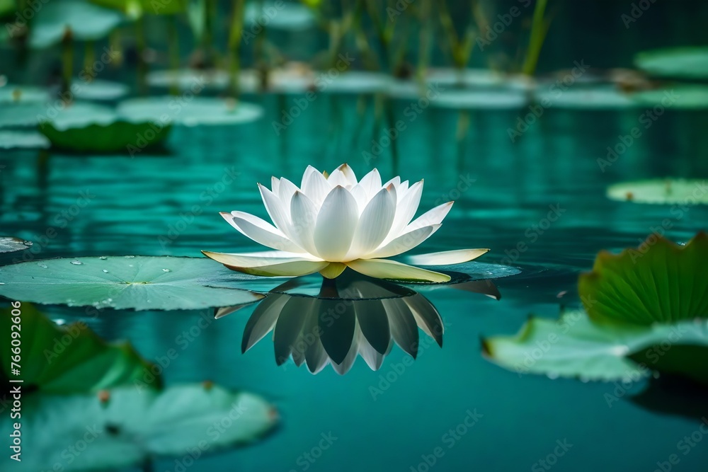 Magic glowing Lotus flower on cold  water