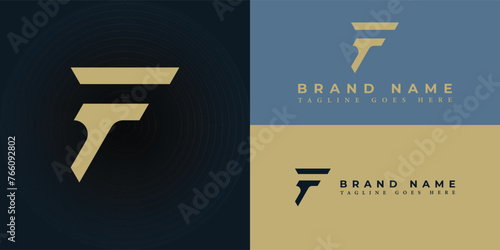 Abstract initial letter FT or TF logo design vector graphic idea creative in gold color isolated on multiple background colors. The logo is applied for gym sports business logo icon design inspiration