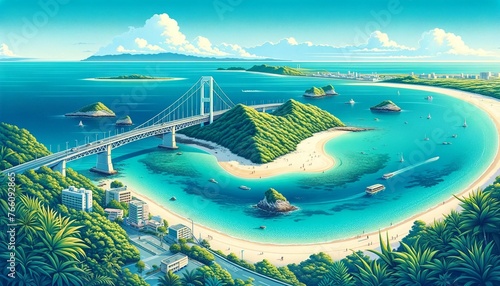 Paradise of Okinawa: Serene Kouri Island - Generative AI