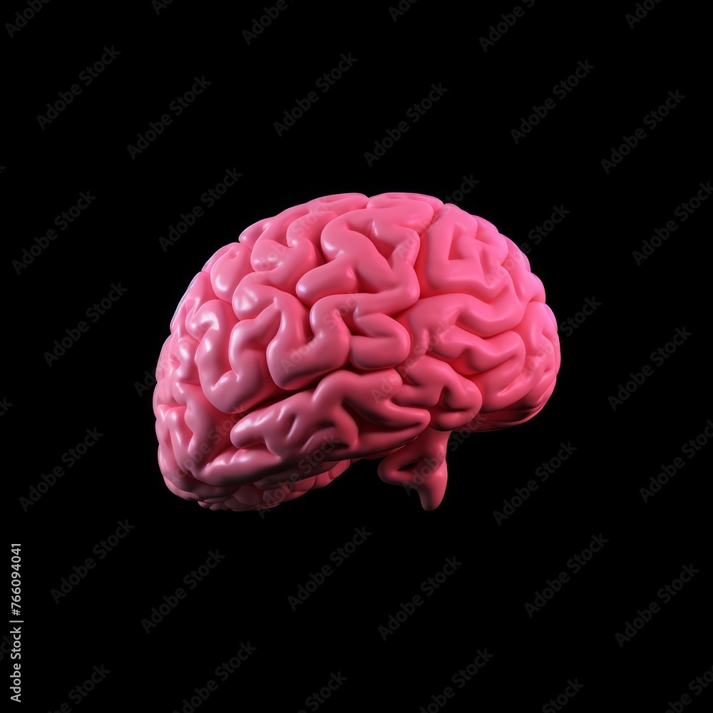 High-quality 3D image of a human brain isolated on a black background High-quality 3D image of a human brain isolated on a black background