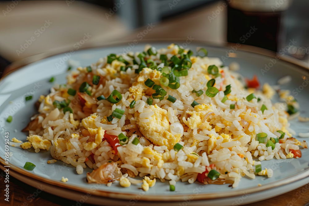 A plate of egg fried rice A plate of egg fried rice