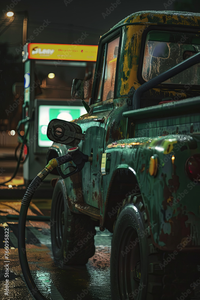 A car filling up fuel at a petrol station