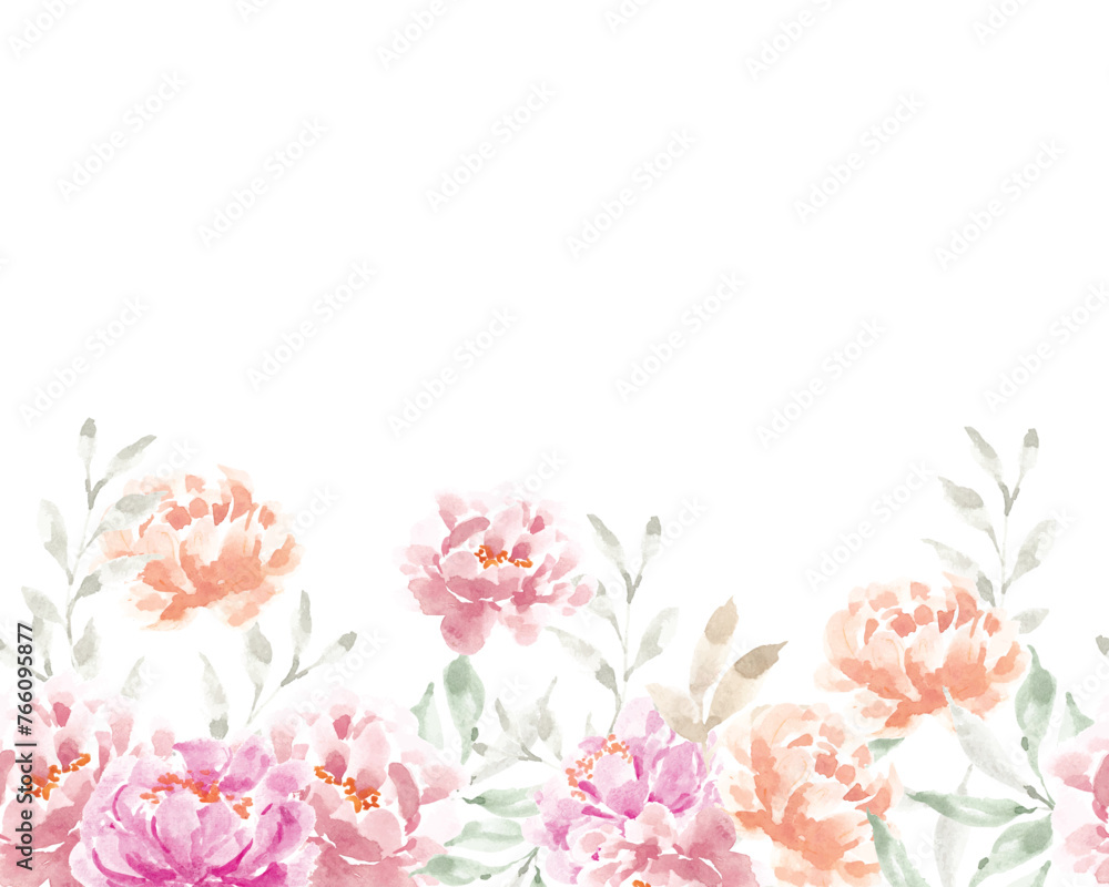 Pink and Pastel Watercolor Peony Background