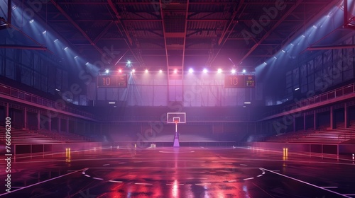 basketball arena, stadium, sports ground with flashlights © Exsinghas