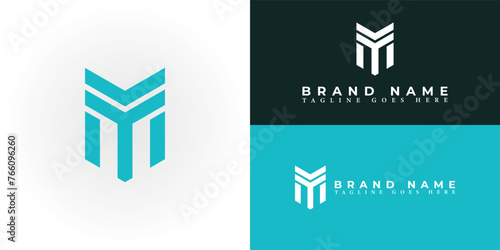 Abstract initial letter MY or YM Logo designs Vector illustration in blue color isolated on multiple backgrounds. Abstract letter MY logo applied for property insurance company logo design inspiration