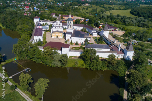 Top view of the ancient Nativity of the Blessed Virgin Mary Pafnutiev Borovsky Monastery on a sunny July day. Kaluga region  Russia
