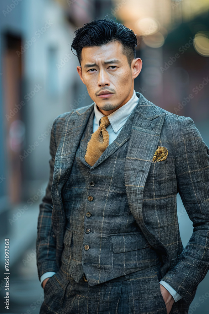 A handsome man wearing a 1930s tailored suit A handsome man wearing a 1930s tailored suit