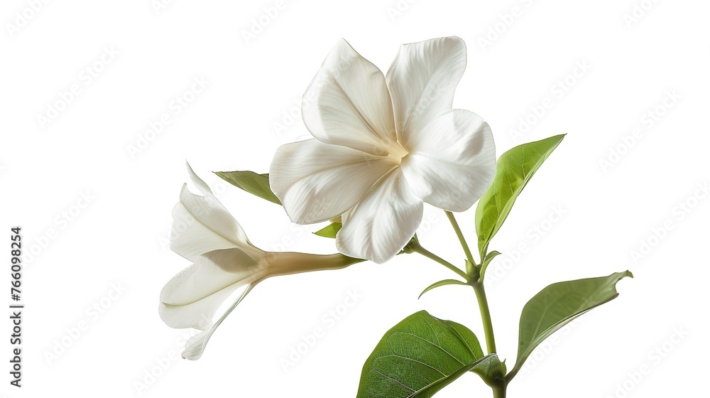 Fototapeta premium Cape Jasmine flower on white background , Generative ai, 