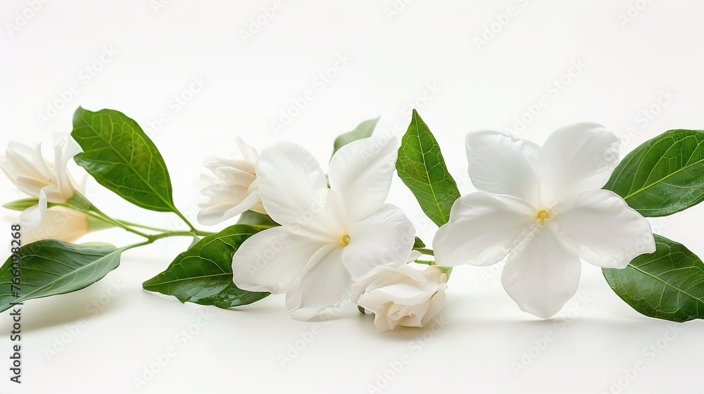 Cape Jasmine flower on white background  , Generative ai, 