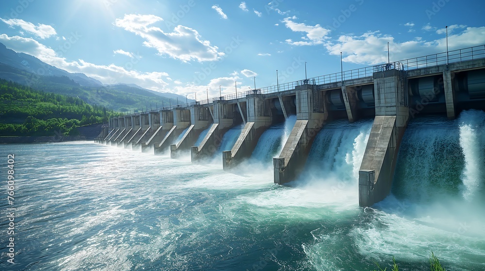 A large dam serving as a hydroelectric power generation center