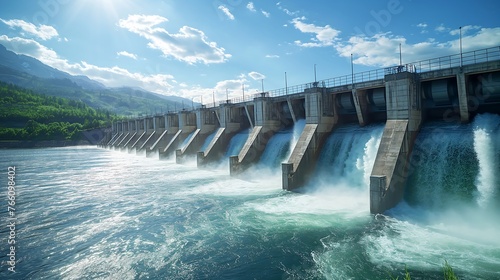 A large dam serving as a hydroelectric power generation center