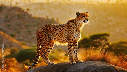 cheetah in serengeti national park, galden hour, wildlife, animals, Ai Generate