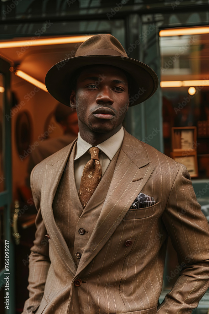 A handsome man wearing a 1930s tailored suit A handsome man wearing a 1930s tailored suit
