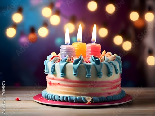 birthday cake with candles Generative Ai