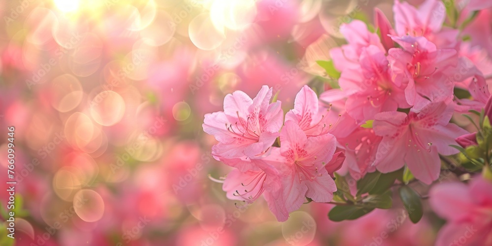 Pink Azaleas Blooming in Soft Light