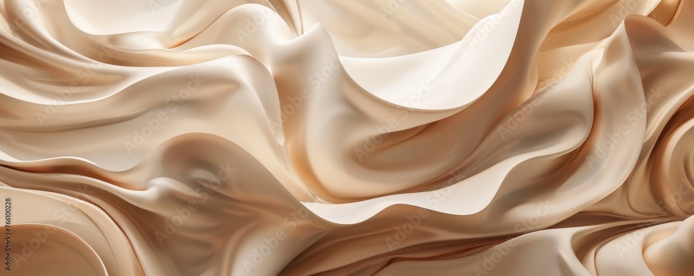 Fototapeta premium Beige Silk Waves, Soft, Luxurious Fabric Texture with Abstract 