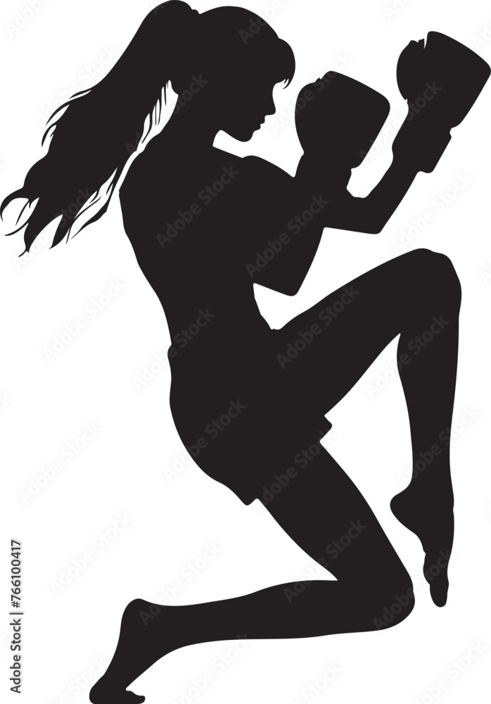 A Fighting girl , Silhouette Style, Minimalist A Fighting girl , Silhouette Style, Minimalist