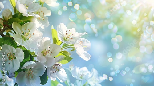 White flowers blossoming apple tree background  ,Generative ai,  © irvan