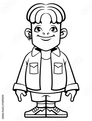 Cute dreadlocks Boy cartoon characters wearing casual outfit like shirt, short pants, and sneakers. Best for outline, logo, and coloring book with fashion themes