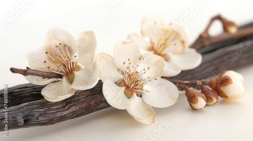 Delicate Vanilla Bean and Flower Clipping Path for Culinary and Floral Designs