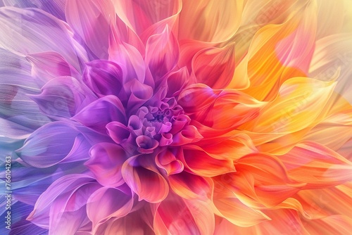Abstract explosion of colors mimicking a floral bloom, with vivid hues and soft gradients, perfect for artistic and fashion designs