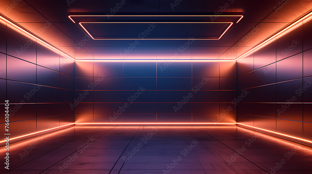 Modern futuristic neon room background