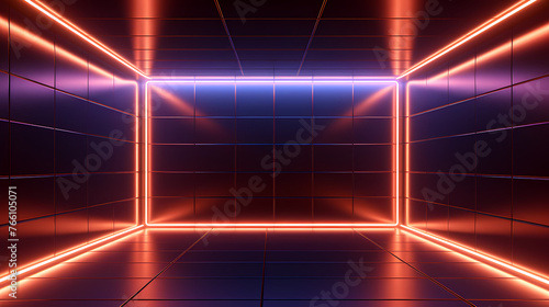 Modern futuristic neon room background