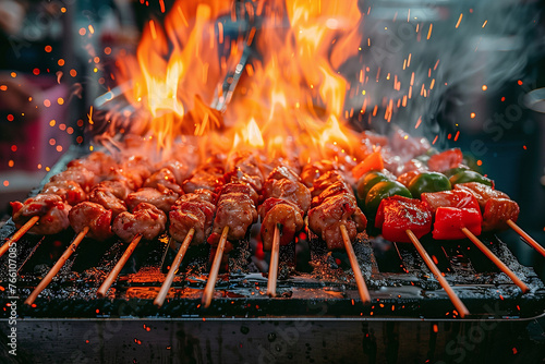 Flaming Skewers on the Grill photo