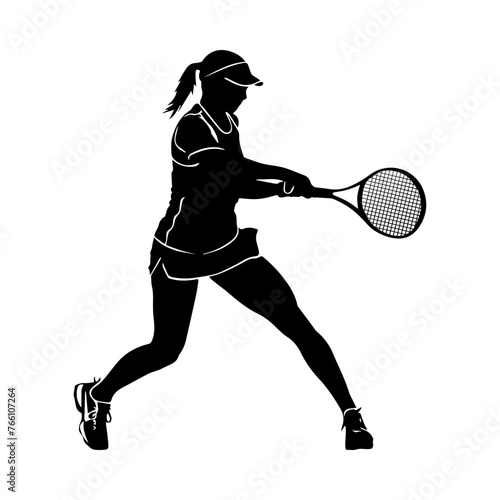 Female tennis player vector silhouette