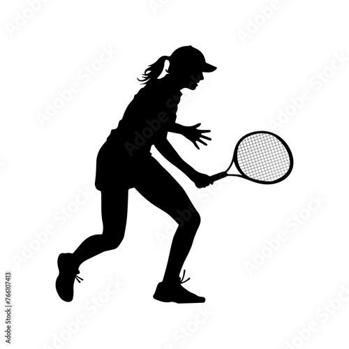 Female tennis player vector silhouette