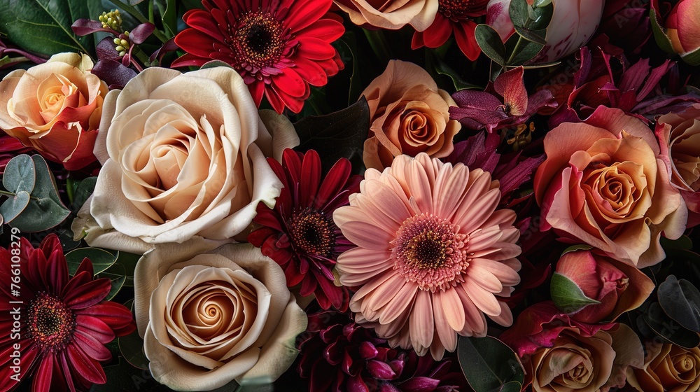 Elite bouquet of beautiful luxury flowers, close-up,Generative ai, 